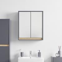 Spiegelschrank "Massimo", dunkelgrau - Dunkelgrau/Silberfarben, MODERN, Glas (60/70/18cm) - Bessagi Home