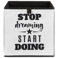 Aufbewahrungsbox Poppi mit Schriftzug - Schwarz/Weiß, Karton/Textil (32/32/32cm) - Based