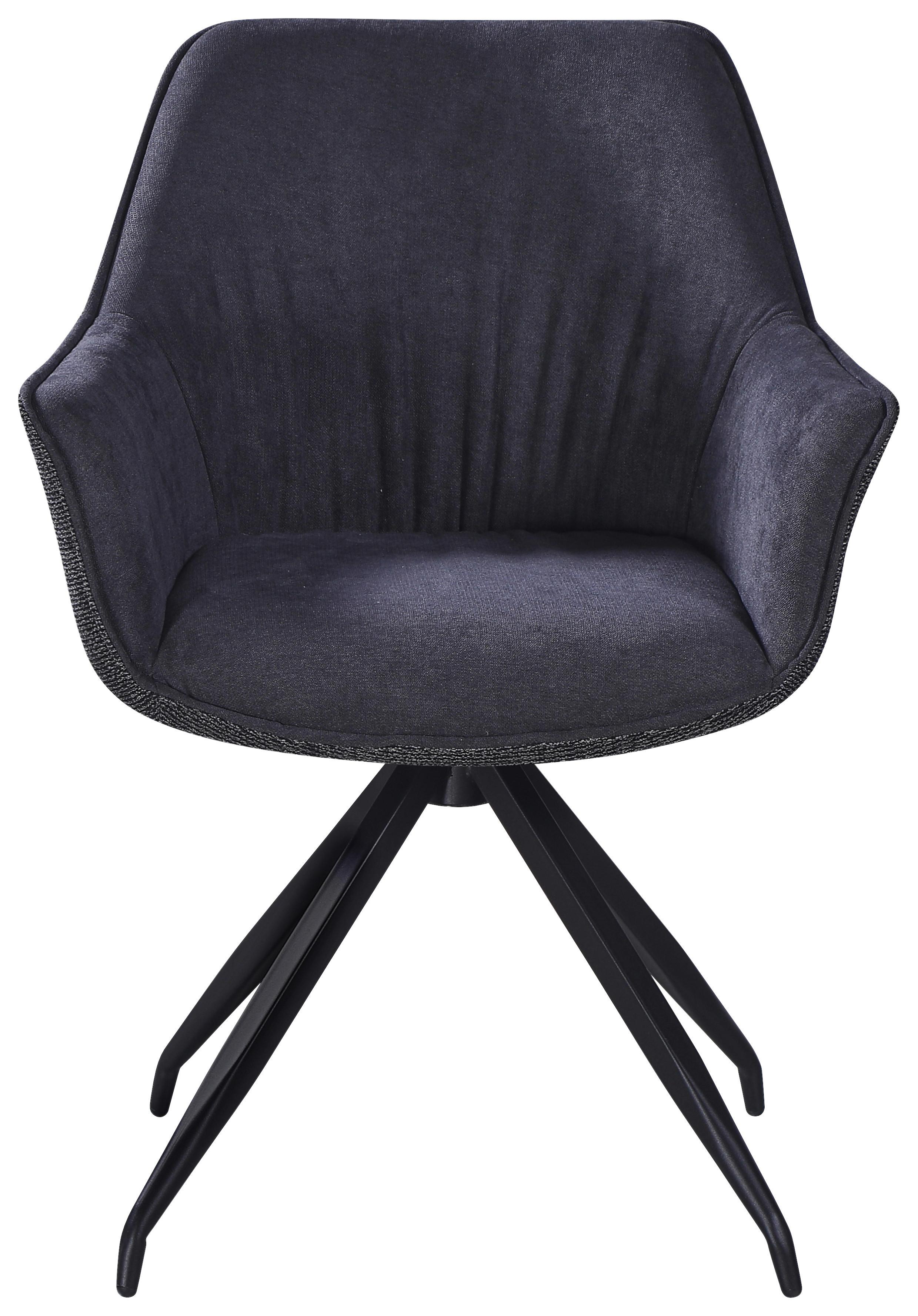 Armlehnstuhl Nova Grau - Schwarz/Grau, MODERN, Textil/Metall (64/85/62cm) - Premium Living