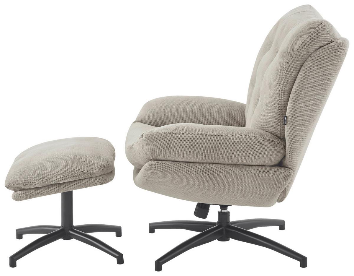 ZESTAW FOTELI RELAKSACYJNYCH TOMY - czarny/taupe, Design, metal/tkanina (75/97/88cm) - Carryhome