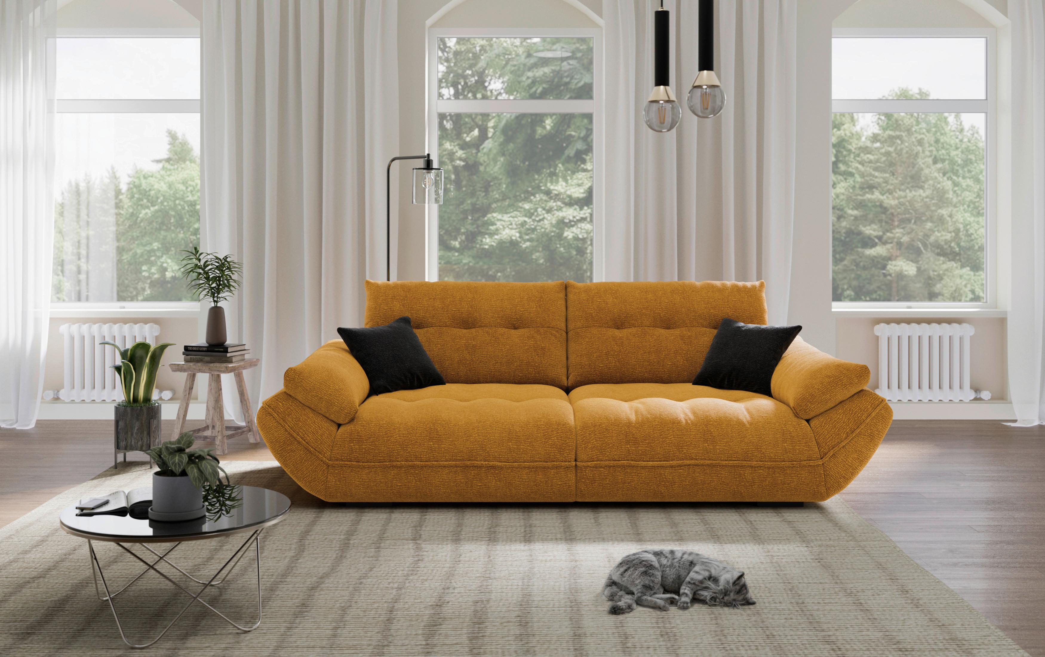 Bigsofa Vivo Goldfarben - Goldfarben/Schwarz, MODERN, Kunststoff/Textil (272/63/137cm) - Premium Living