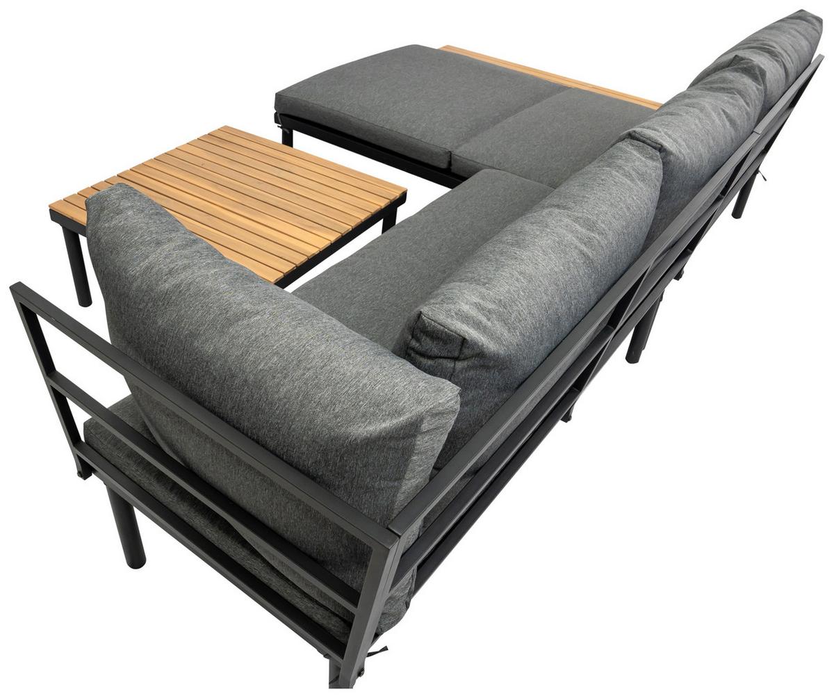 KOMPLET MEBLI TARASOWYCH BORIS - kolor akacjowy/czarny, Basics, metal/drewno (159/273,5cm) - Ambia Garden