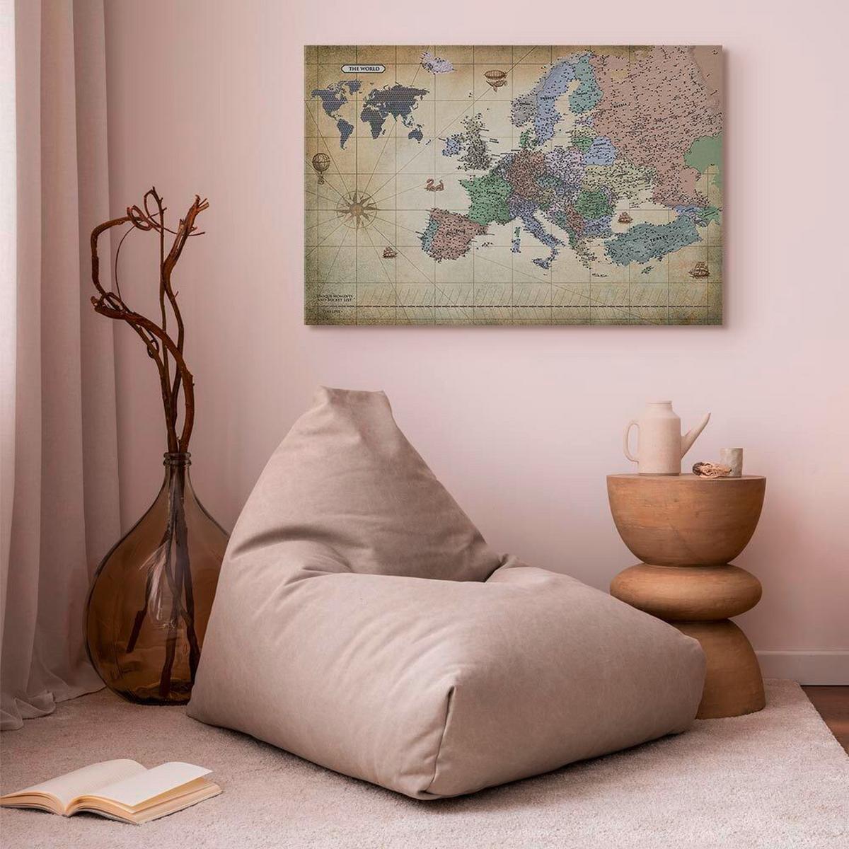 Slika Na Platnu Map Of Europe - sivobela/biserna, Basics, tekstil/les (90/60/1.2cm) - artgeist