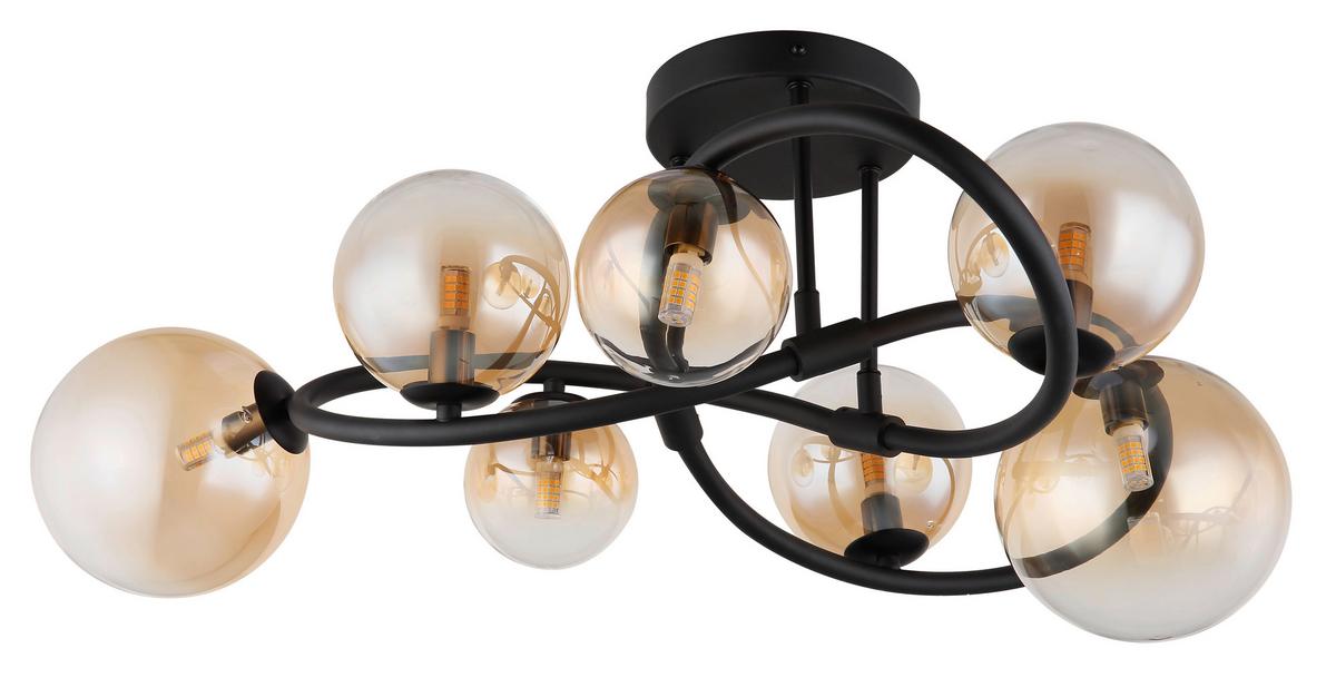 LED-DECKENLEUCHTE 56141-7D - Klar/Schwarz, Design, Glas/Metall (62/30cm) - Globo