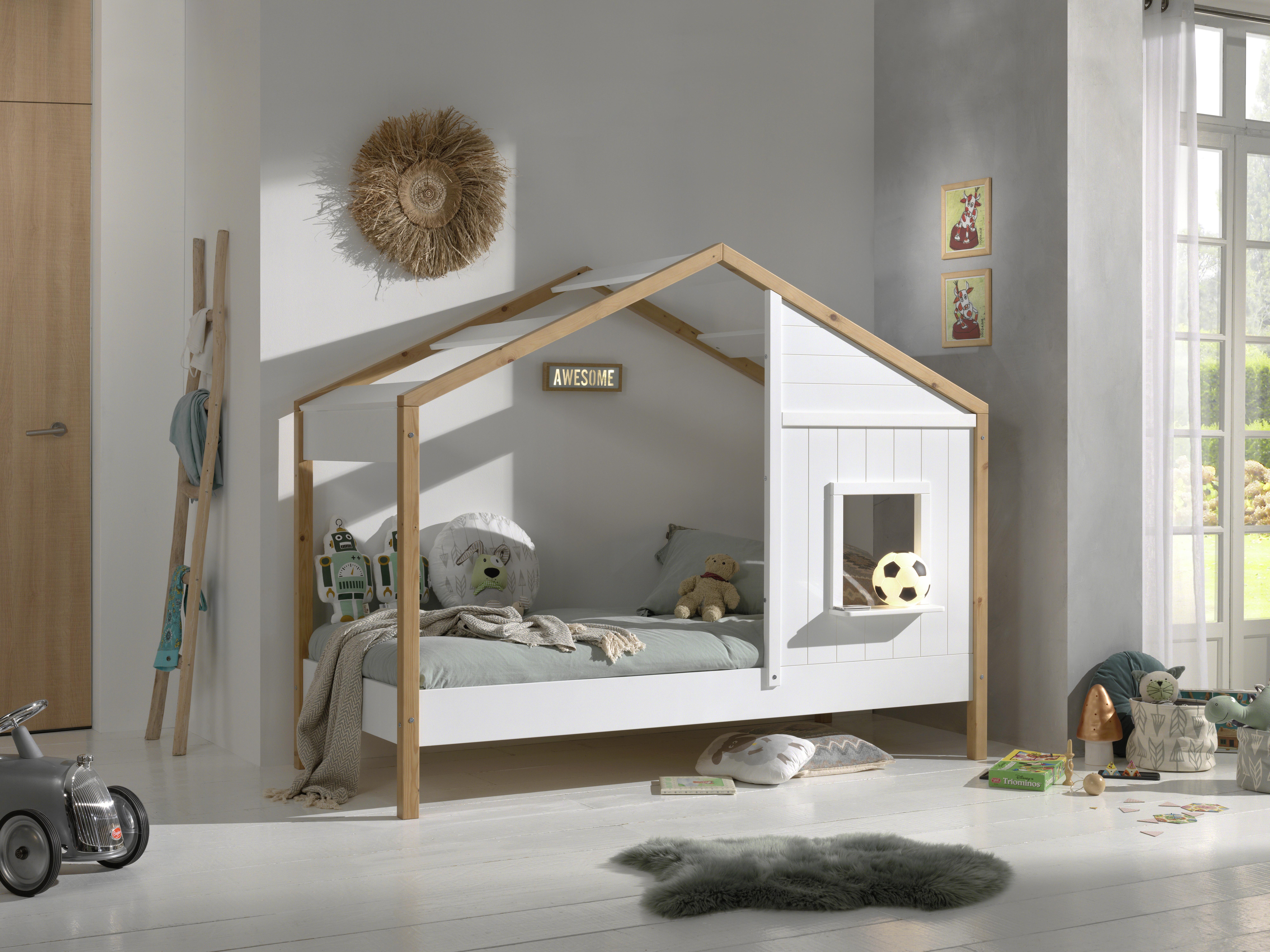 Hausbett Babs ca. 90x200 cmWeiß, Eichefarben - Eichefarben/Weiß, MODERN, Holz/Holzwerkstoff (90/200cm) - MID.YOU