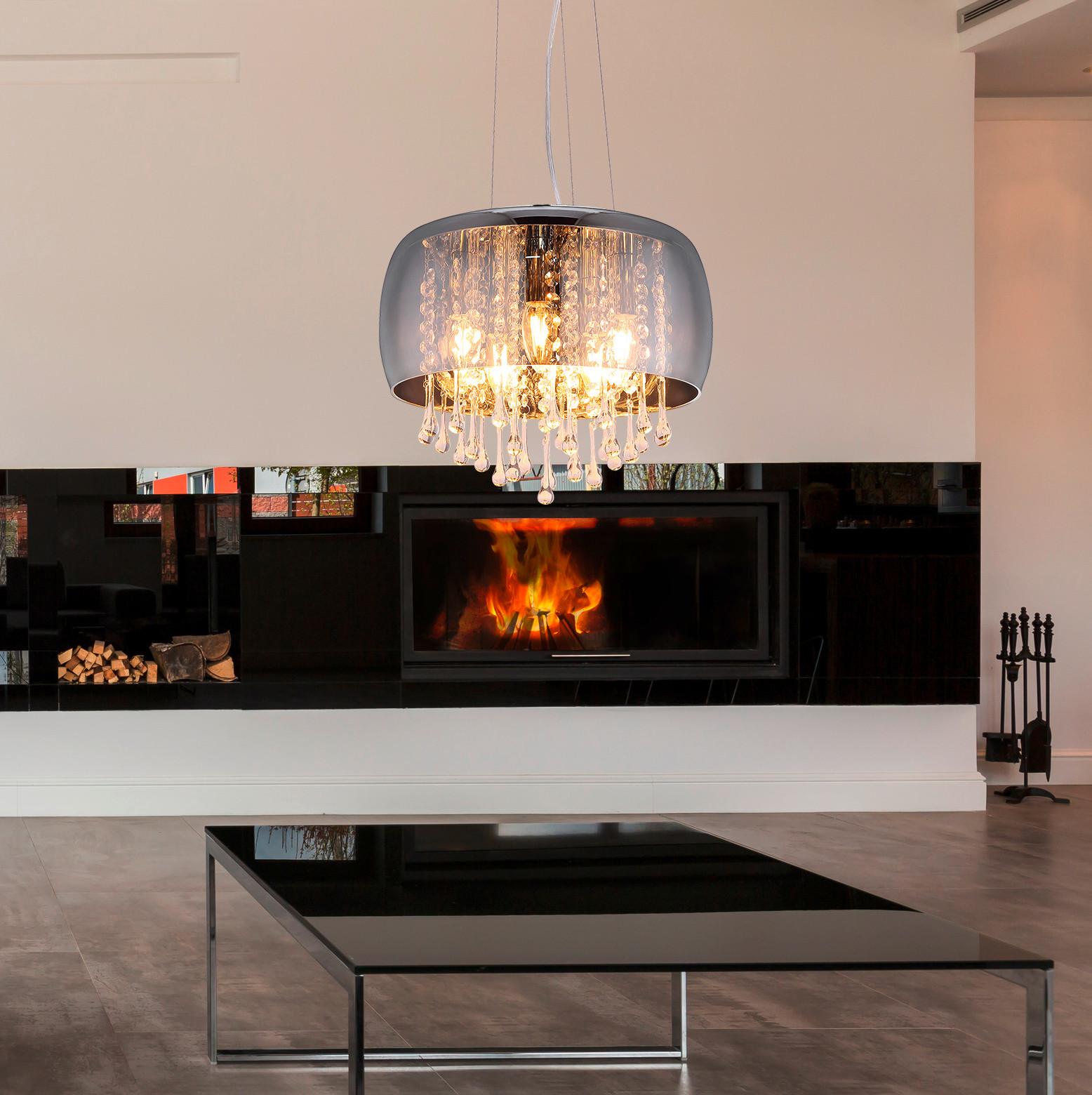 LAMPA WISZĄCA KALLA  350/1200CM - przejrzysty/kolor chromowy, Basics, metal/szkło (35/120cm) - Globo