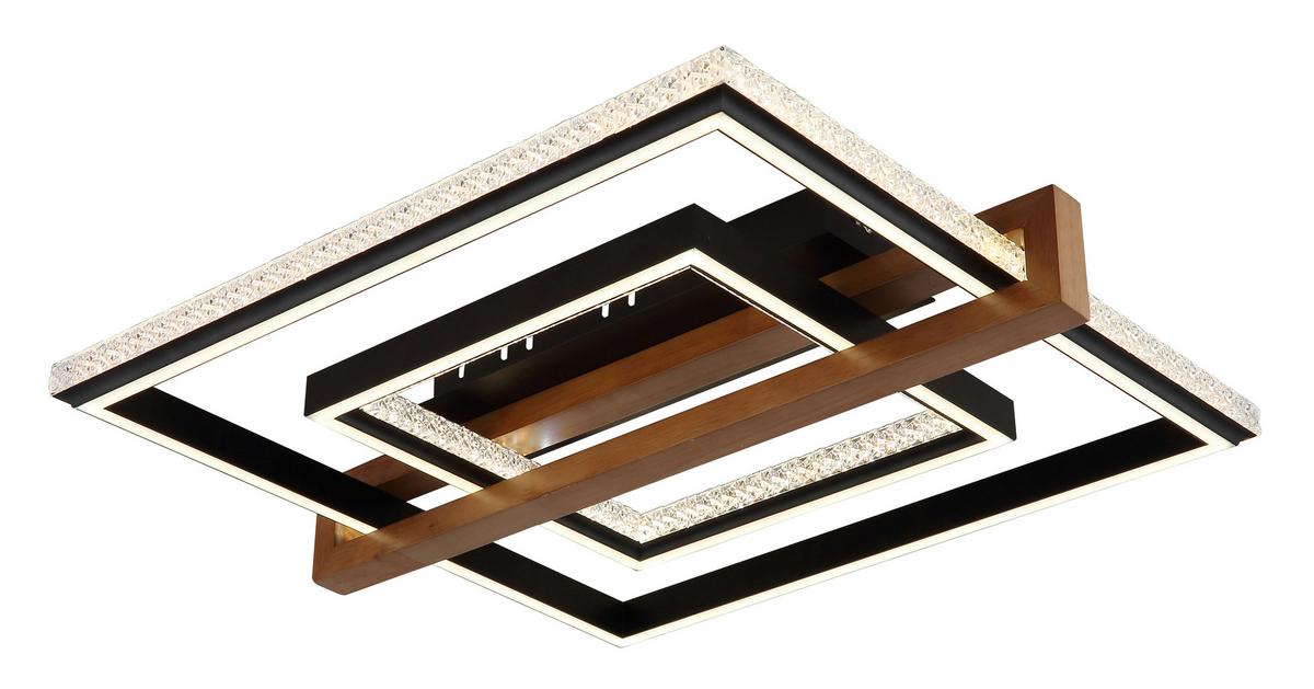 LED-DECKENLEUCHTE 48137  DELORIS - Klar/Dunkelbraun, Basics, Holz/Kunststoff (50/55/11,5cm) - Globo