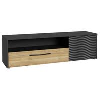 Tv-element Karlshamn - črna/barve hrasta, Moderno, kovina/leseni material (164,2/47,2/42cm) - Mömax