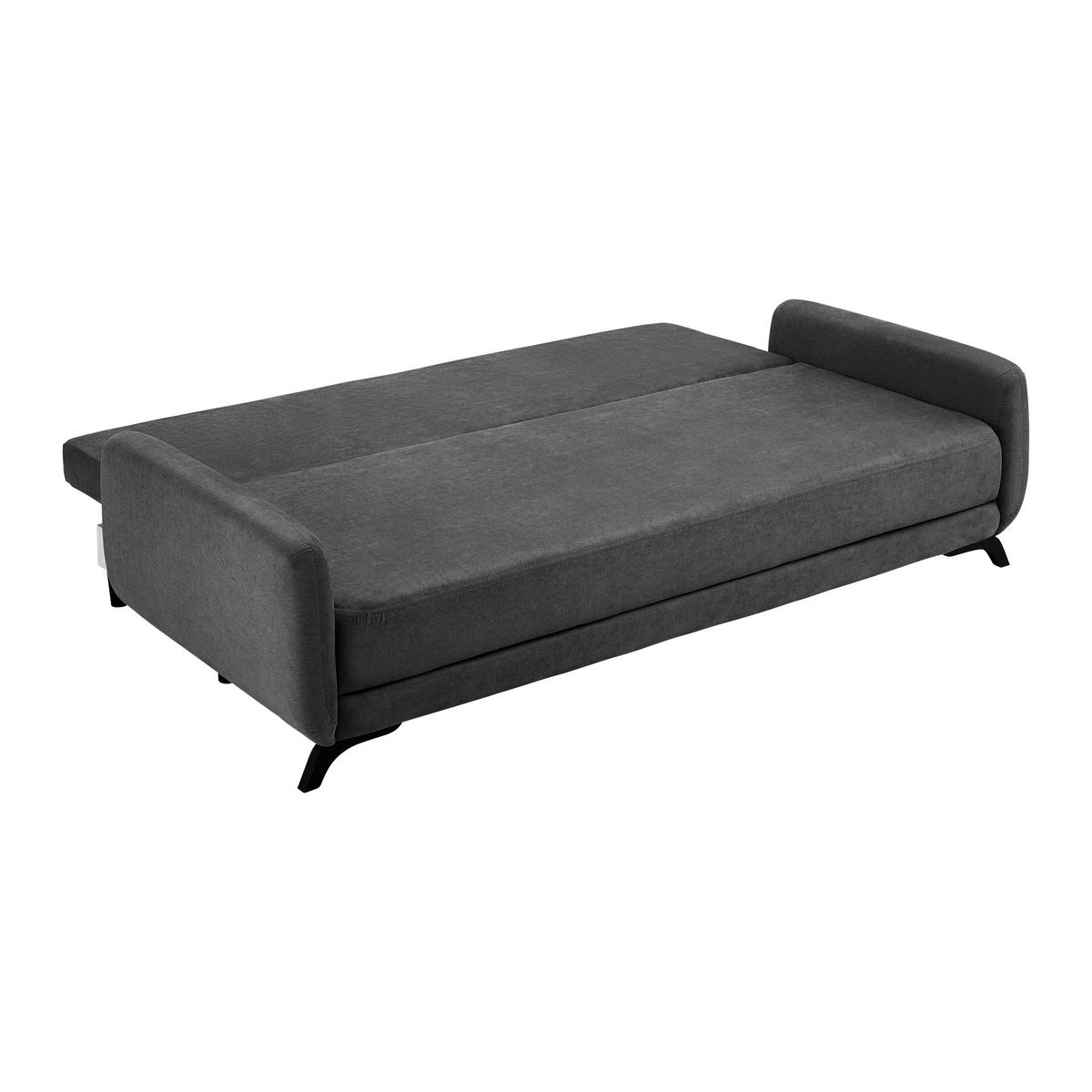 Canapea extensibilă OLIVER - antracit/culoare lemn acacia, Modern, lemn/textil (220/74/93cm) - Bessagi Home