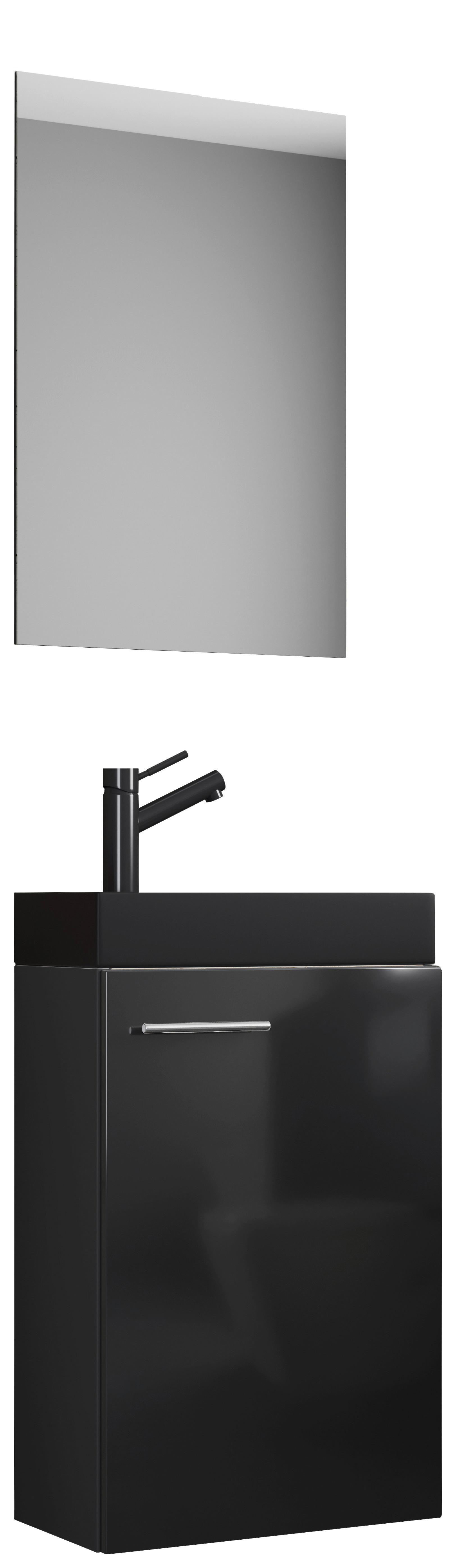 Kopalnica Za Goste Slito, Črna, 3-Delno - srebrne barve/črna, Moderno, umetna masa/steklo (41cm) - MID.YOU