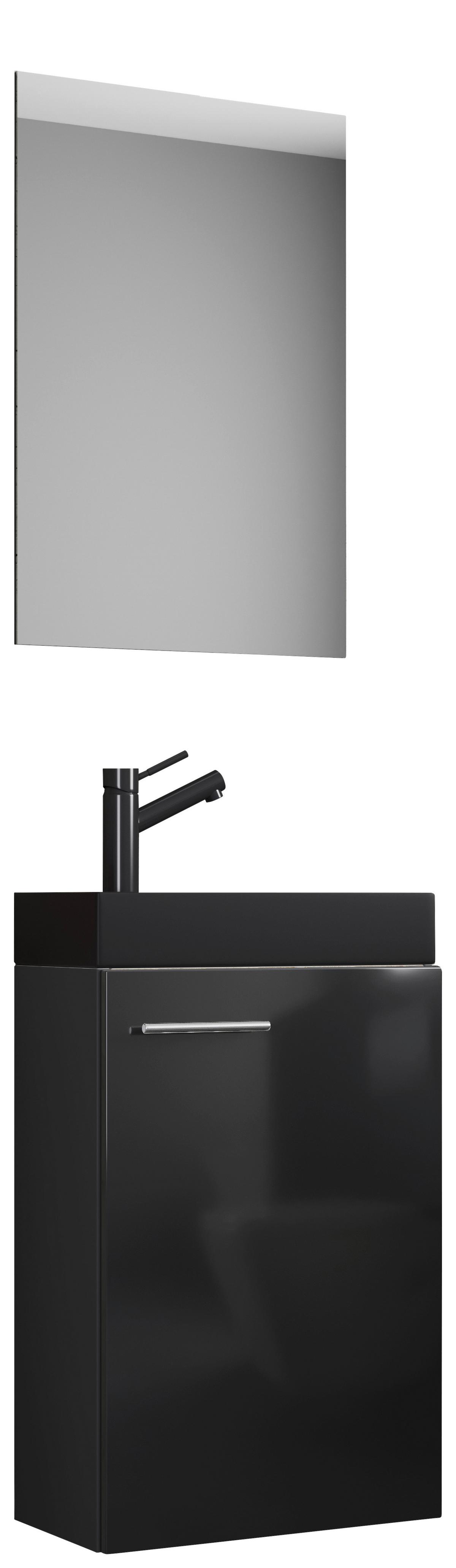 Kopalnica Za Goste Slito, Črna, 3-Delno - srebrne barve/črna, Moderno, umetna masa/steklo (41cm) - MID.YOU