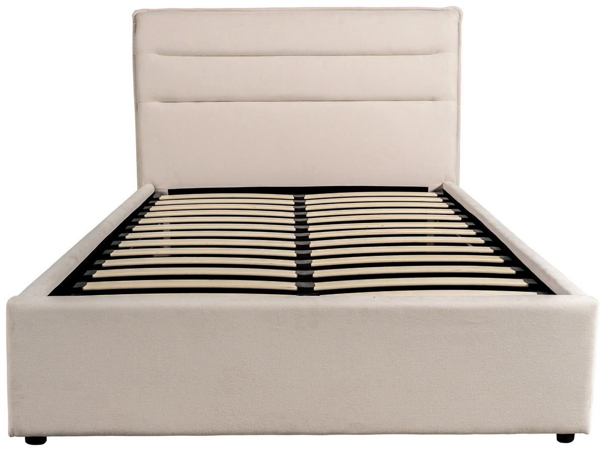 Tapecirani Krevet Sienna - bež/svijetlo siva, Lifestyle, drvo/metal (120/200cm) - Based
