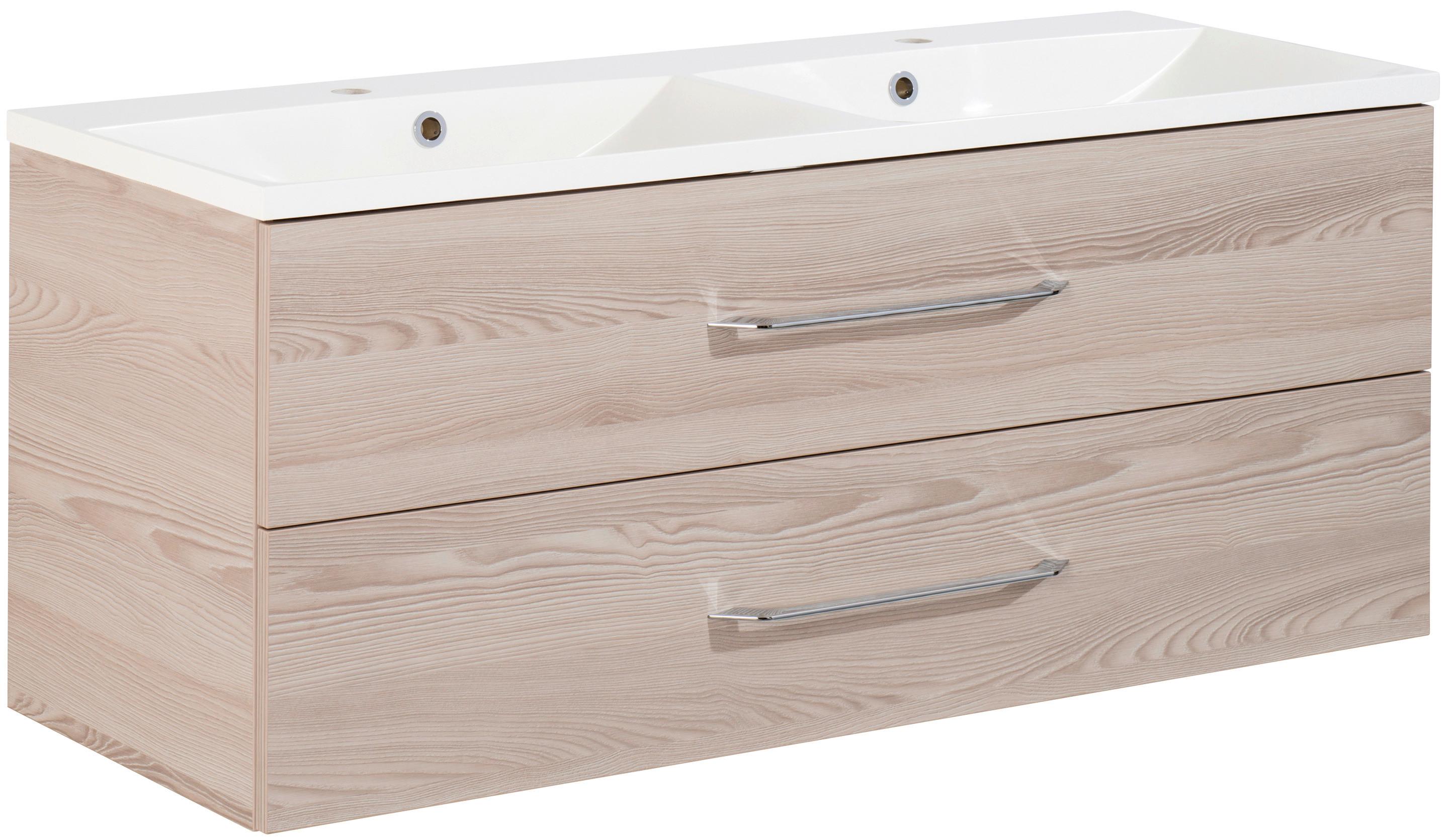 Waschtischkombi "B.Clever" , esche - Eschefarben/Weiß, MODERN, Holzwerkstoff/Kunststoff (120cm) - MID.YOU