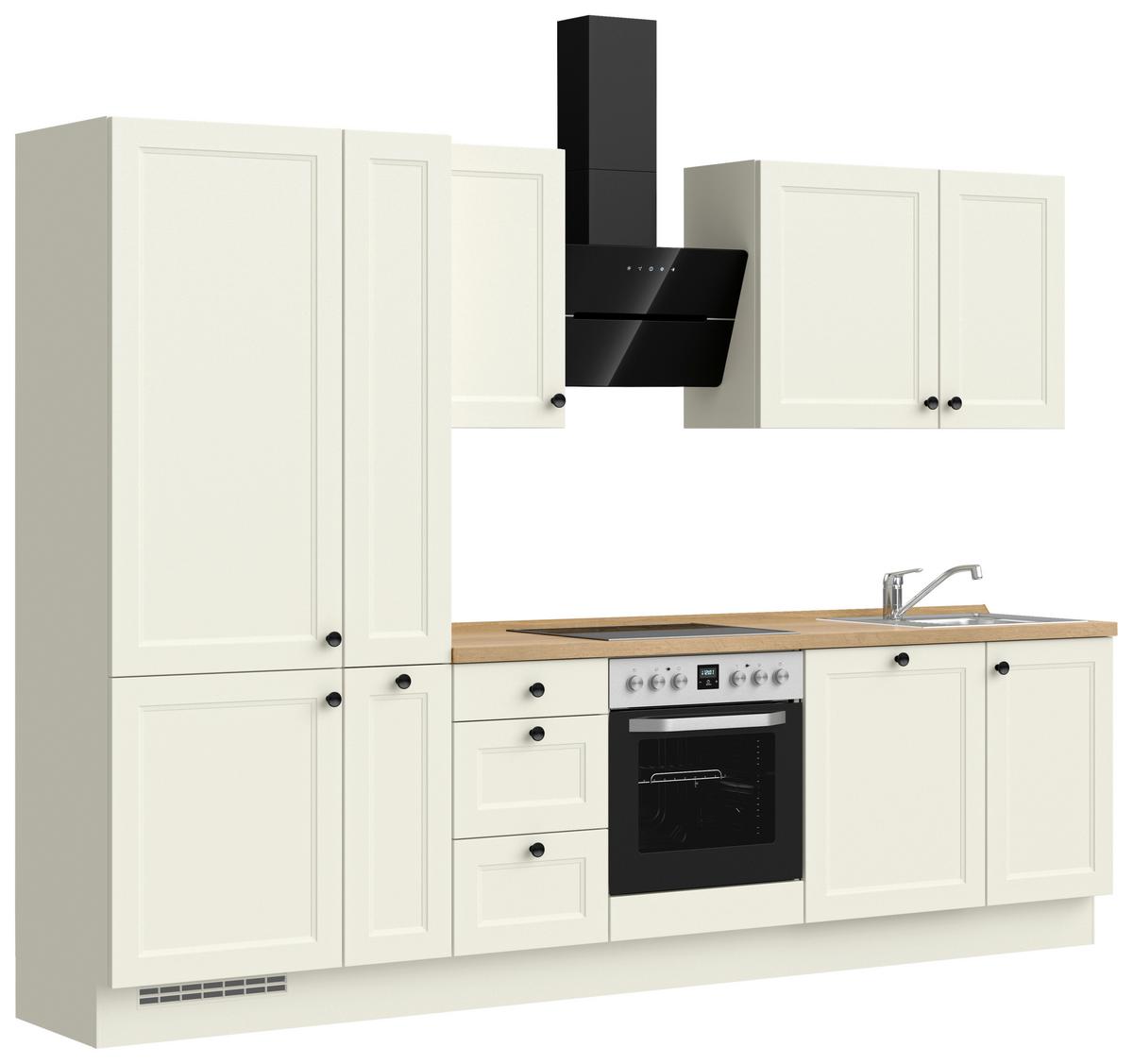 Küchenblock Cascada High m. Geräten Weiß - Eichefarben/Schwarz, MODERN, Holzwerkstoff/Metall (300cm) - Nobilia