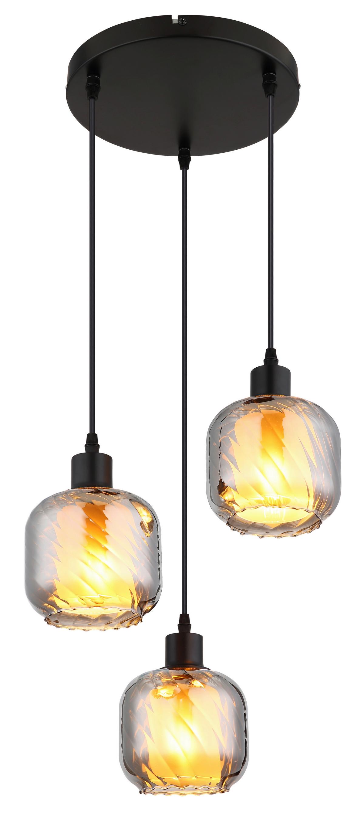 HÄNGELEUCHTE 15754-3H  XIA - Opal/Schwarz, Design, Glas/Kunststoff (35/120cm) - Globo