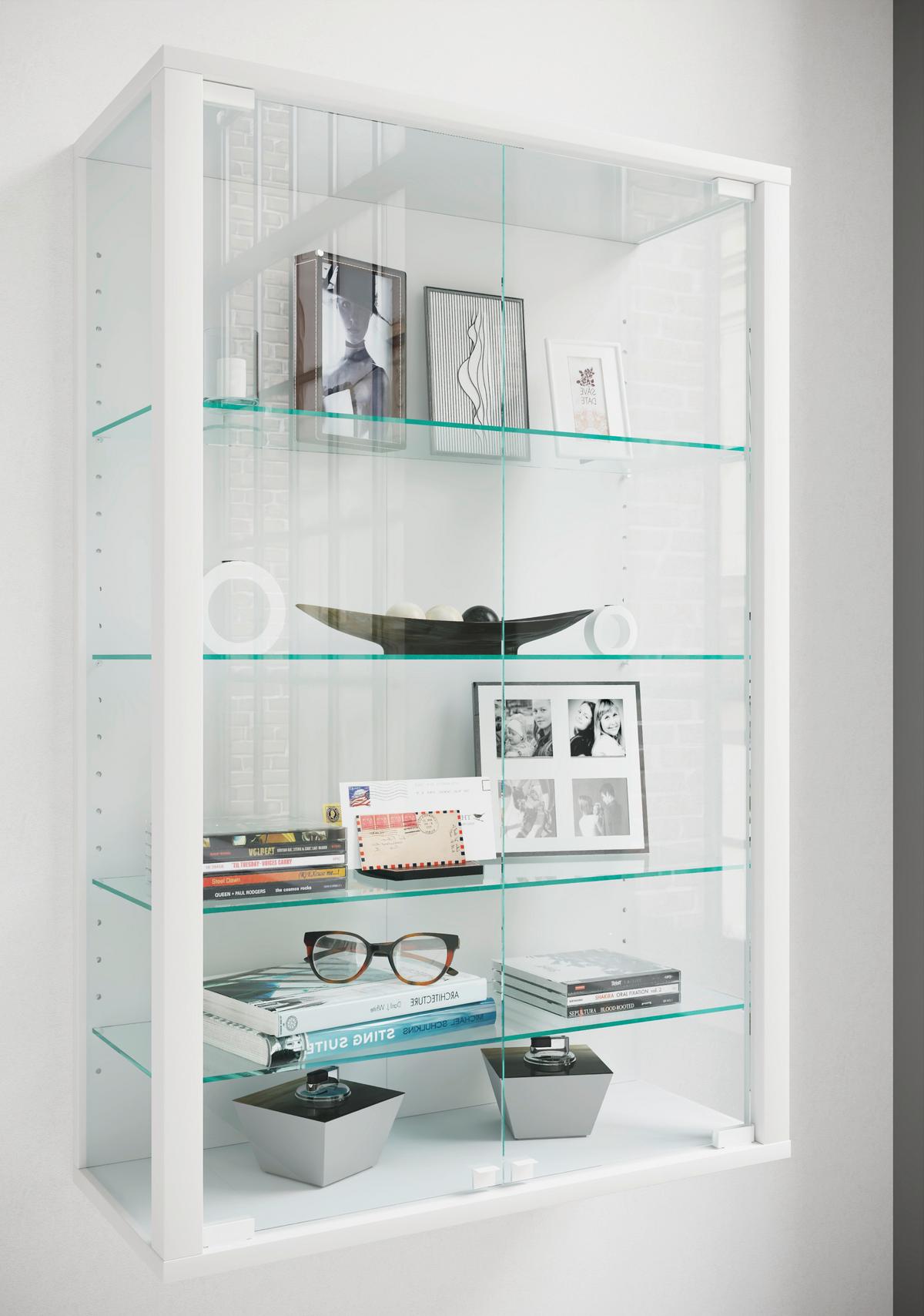 Hängevitrine Udina Weiß - Klar/Weiß, Design, Glas/Holzwerkstoff (59/91/25cm) - Livetastic