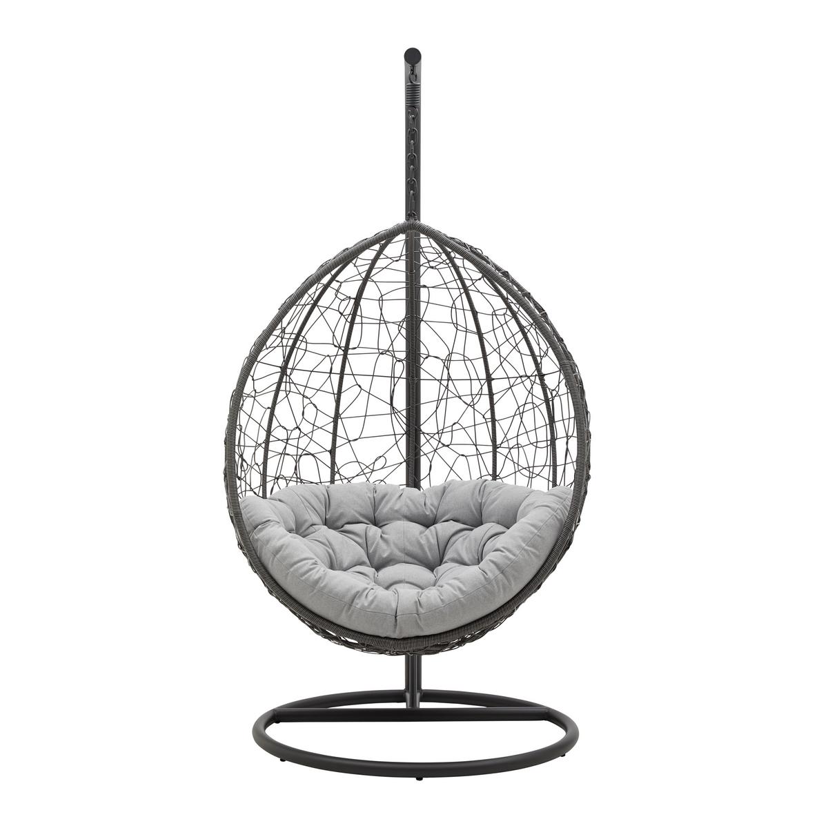 Hängesessel "Sandro", inkl. Kissen, Outdoorstoff - Dunkelgrau/Grau, Modern, Kunststoff/Textil (105/196/72cm) - Bessagi Garden