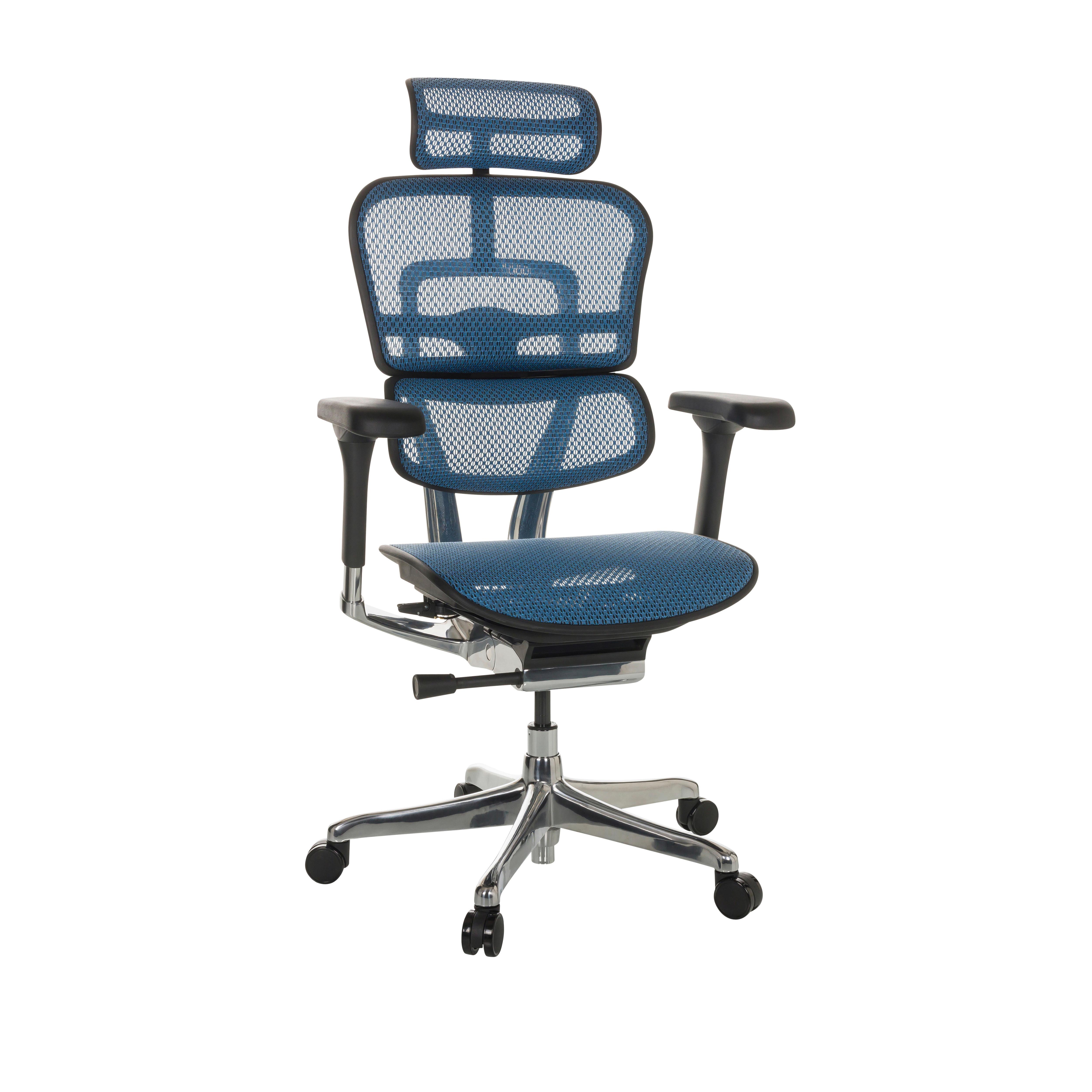 Drehstuhl Ergohuman Blau ca. 69x119-144x65cm - Blau/Silberfarben, Basics, Kunststoff/Textil (69/119-144/65cm) - MID.YOU