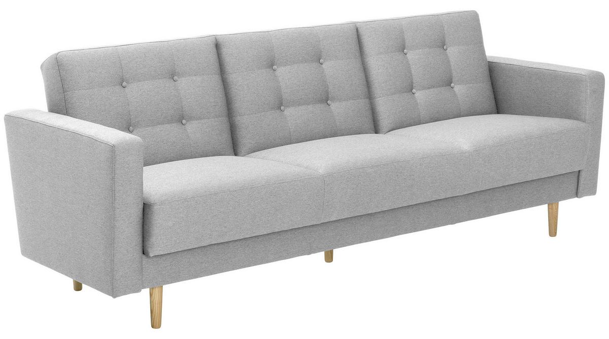 3-Sitzer-Sofa Jasmin Hellgrau Flachgewebe mit Schlaffunktion - Eschefarben/Hellgrau, MODERN, Holz/Textil (224/81/83cm) - Max Winzer