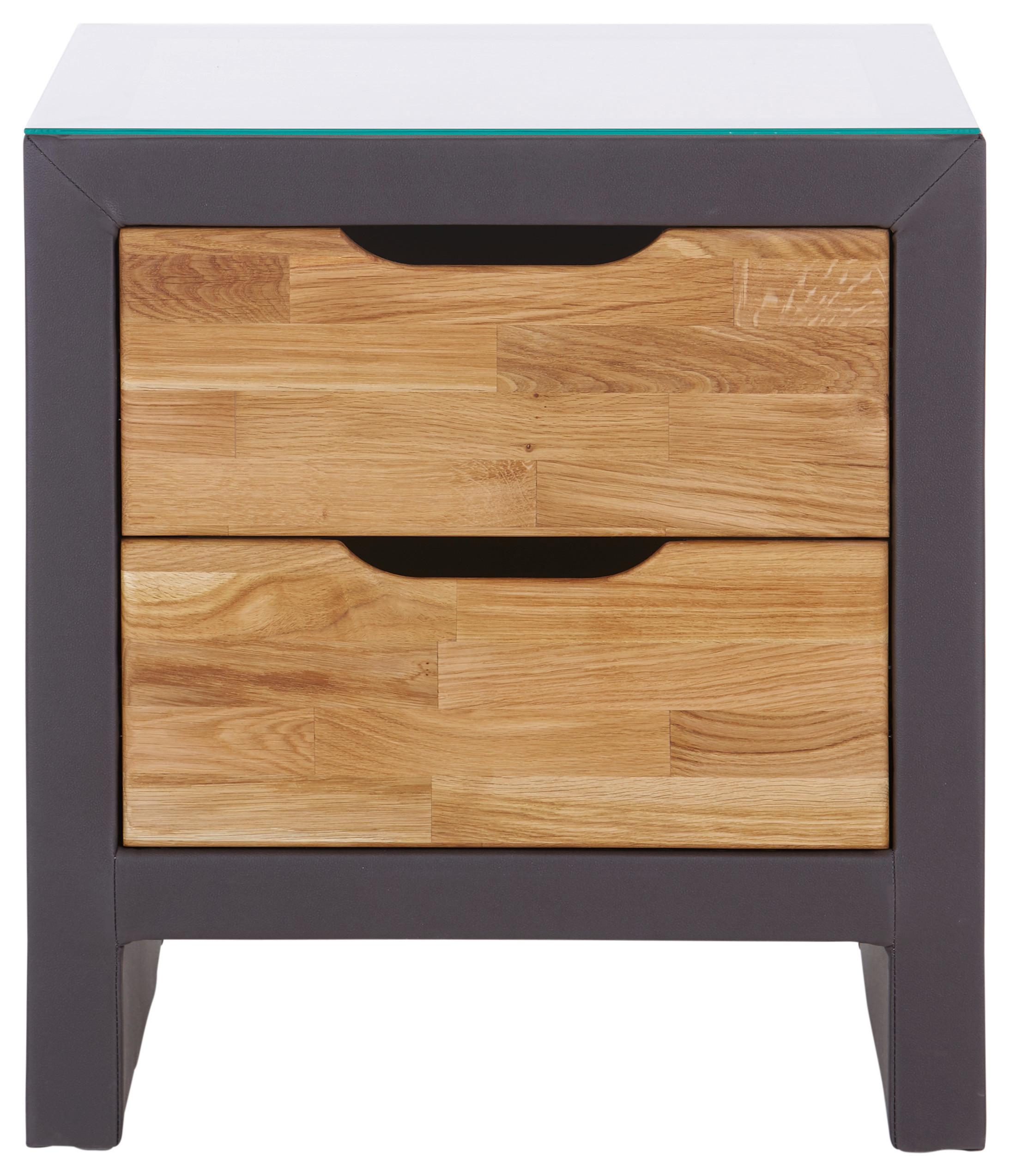Nočna Omarica Chicago - barve hrasta/antracit, Konvencionalno, tekstil/les (55/60/45cm) - Premium Living