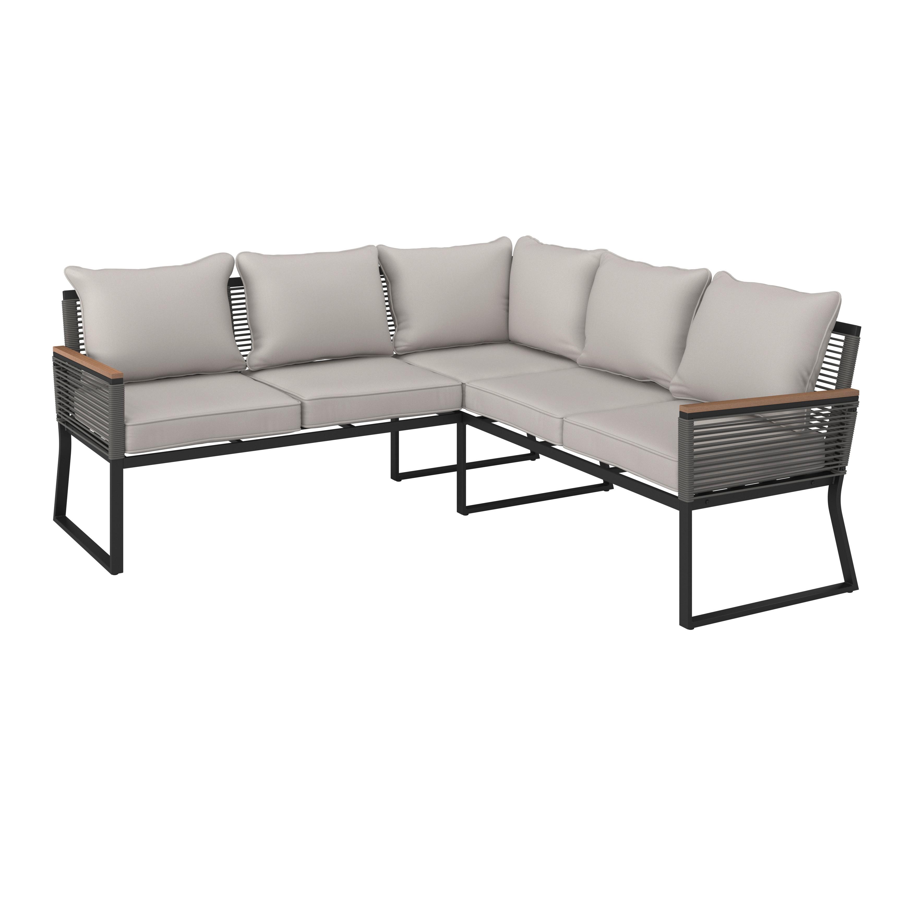 LOUNGESET SONORA - ljusgrå/svart, Modern, metall/glas (181/73/65cm) - Bessagi Garden