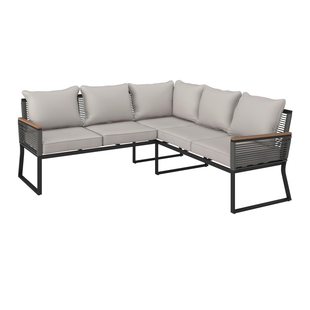 Garnitură grădină Sonora - gri deschis/culoare natur, Modern, plastic/sticlă (181/73/65cm) - Bessagi Garden