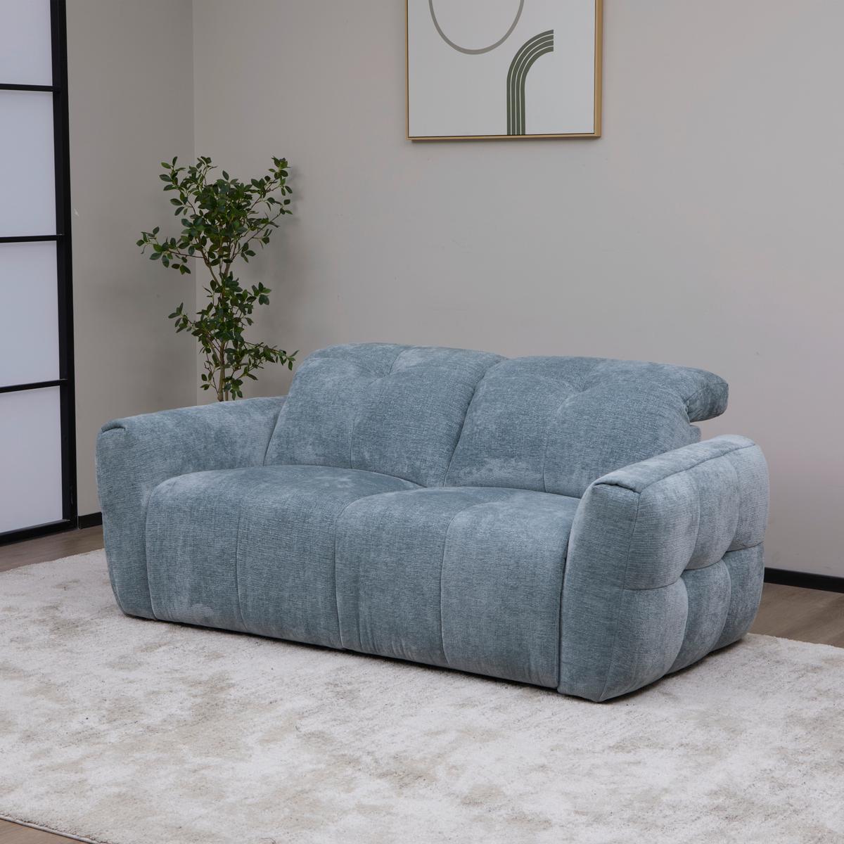 Dvosjed Luna - crna/svijetlo plava, Moderno, drvo/metal (192/80/105cm) - Mömax