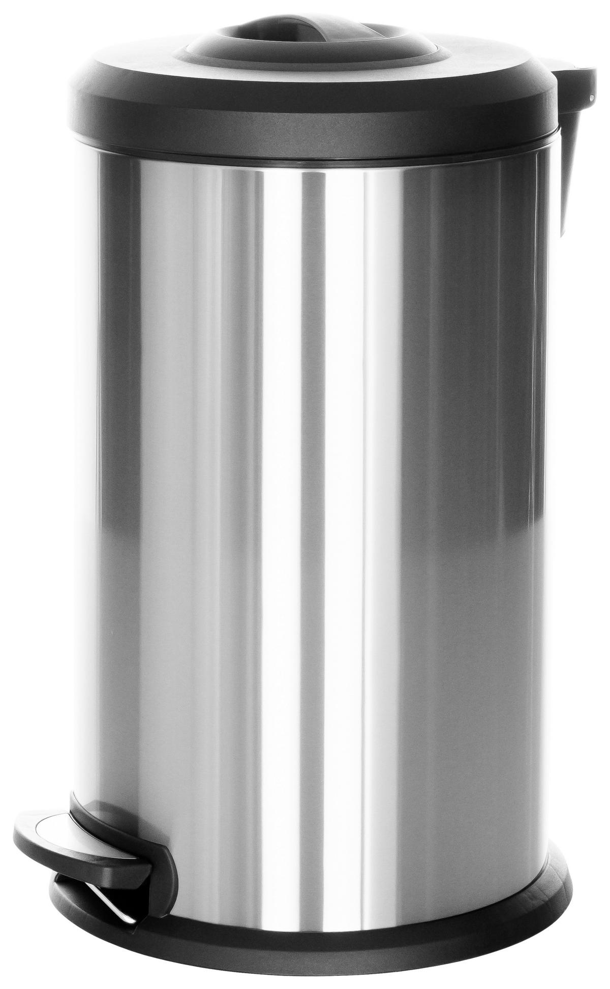 Koš Za Smeti Clean X, 40 L, Srebrna - srebrne barve/črna, Basics, kovina/umetna masa (38/62-96/38cm) - MID.YOU