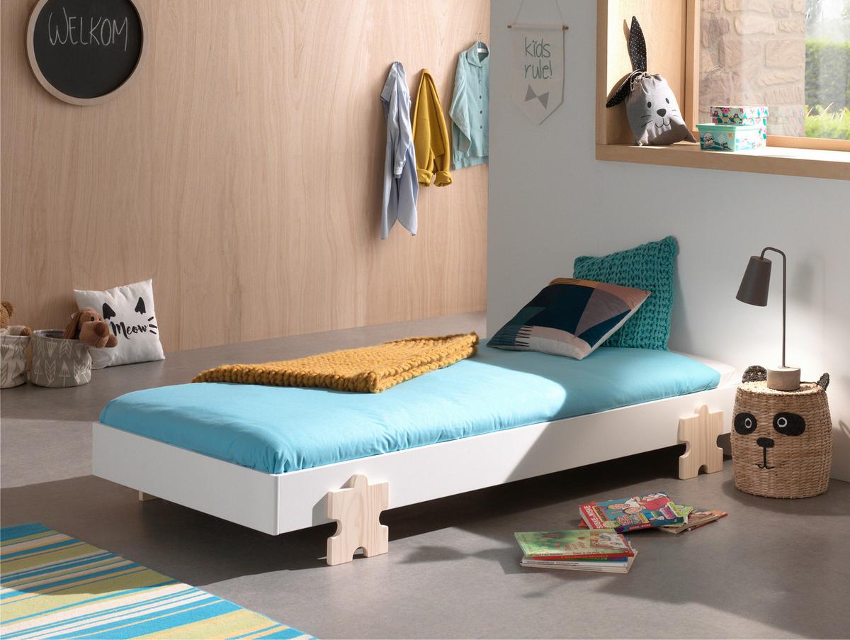 Kinder-/Juniorbett Modulo ca. 90x200 cm Weiß - Weiß/Kieferfarben, MODERN, Holz/Holzwerkstoff (90/200cm) - Vipack