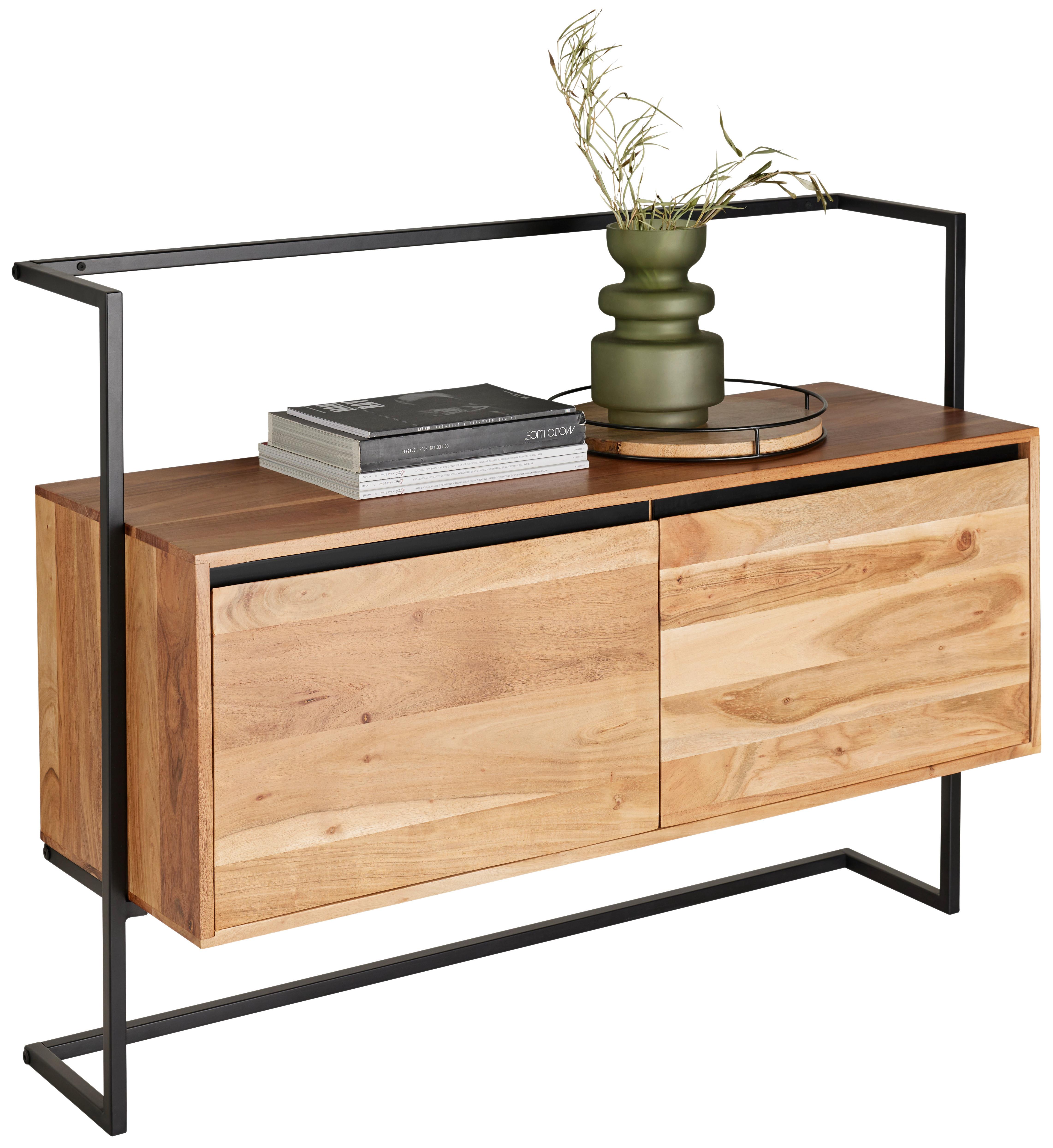 KOMODA NISKA FLY -STUDIO- - kolor akacjowy/czarny, Lifestyle, metal/drewno (118/90/40cm) - Zandiara