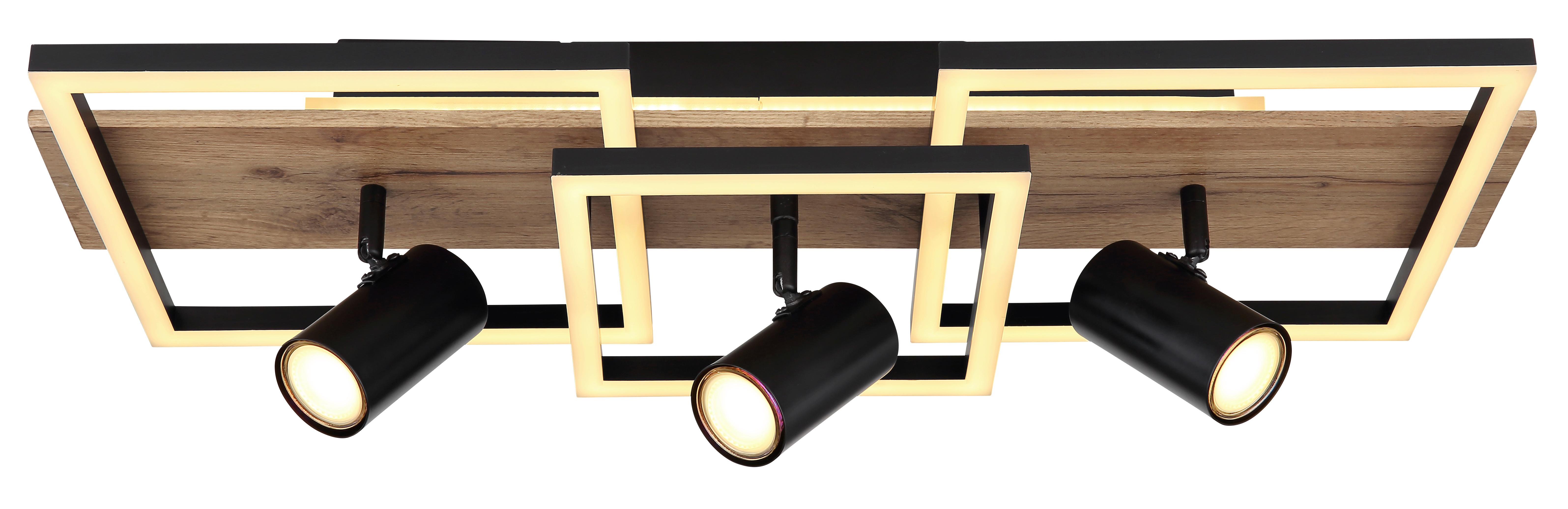 LED-Deckenleuchte Kassu max. 48 Watt - Schwarz/Naturfarben, Design, Holzwerkstoff/Kunststoff (72/27/18cm) - Globo