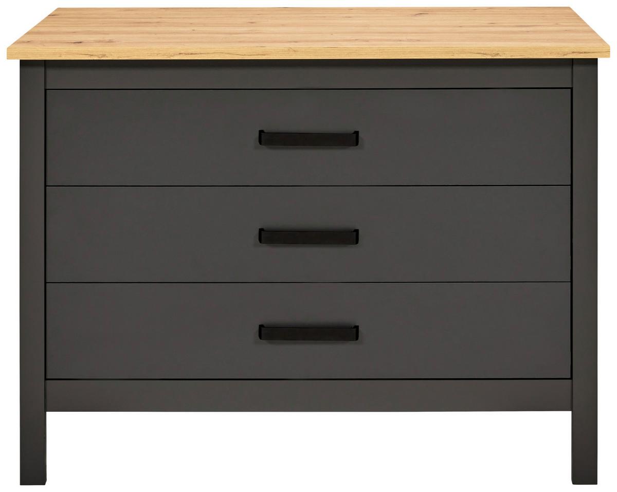 Kücheninsel Venet, Anthrazit/Artisan Eiche - Anthrazit/Schwarz, ROMANTIK / LANDHAUS, Holzwerkstoff/Metall (124/91/75cm) - Mömax