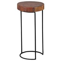Beistelltisch "Akola" , ca. 28x28 cm, aus Sheesham - Sheeshamfarben/Schwarz, Design, Holz/Metall (28/28/55cm) - MID.YOU