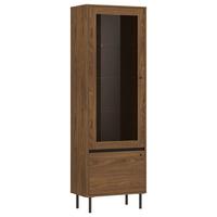 Vitrina Revillo - boje oraha/crna, Basics, staklo/drvni materijal (63/195/40cm) - Modern Living