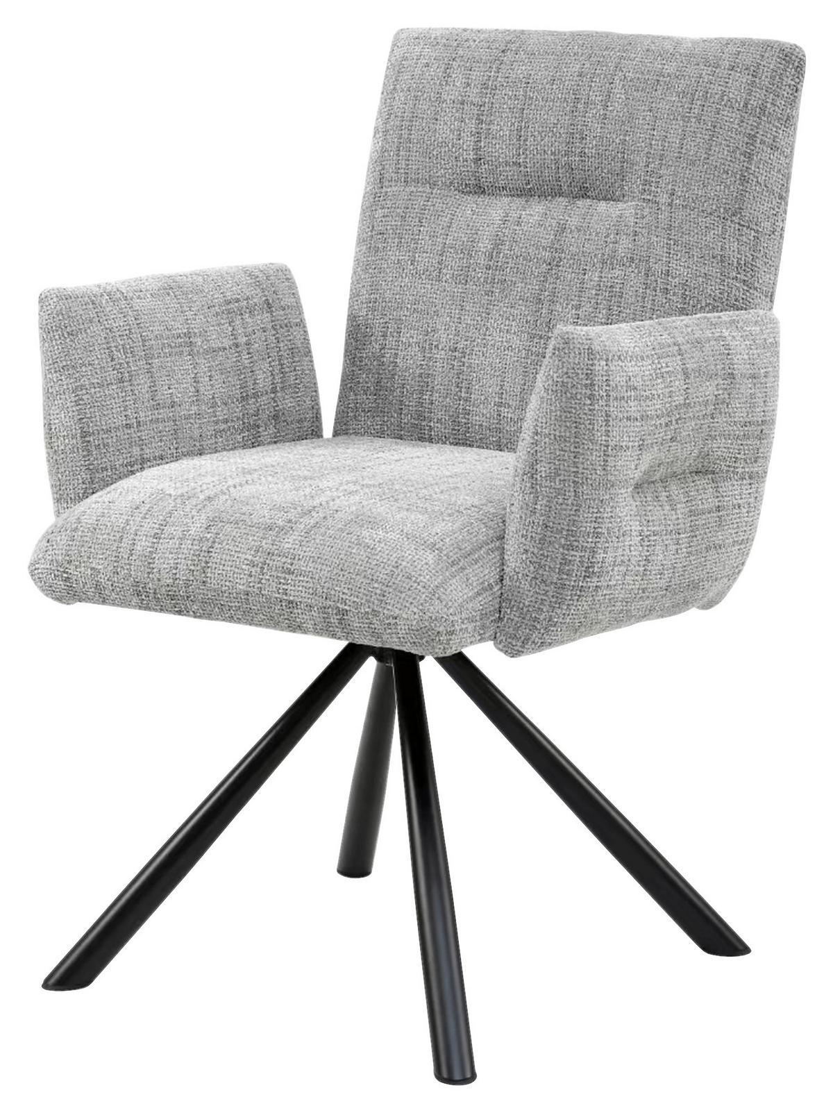 KRZESŁO Z PODŁOKIETNIKAMI JEREMIE - jasnoszary/czarny, Design, metal/tkanina (68/88/66cm) - Hom`in
