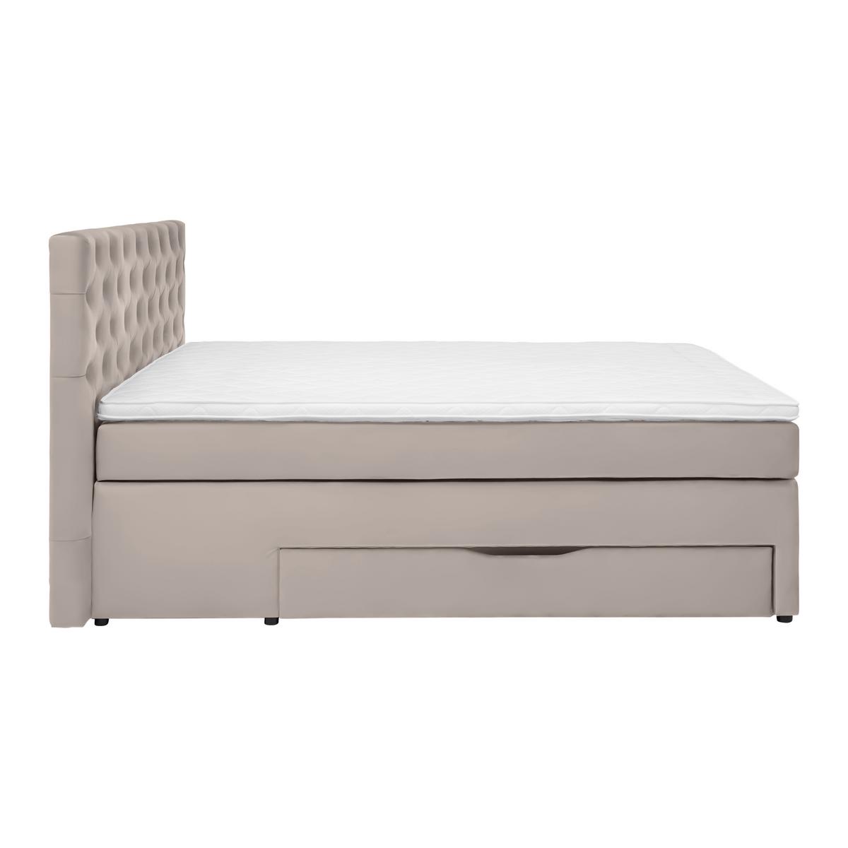 Boxspringbett Chester Beige ca. 180x200cm - Beige/Schwarz, Holzwerkstoff/Kunststoff (180/200cm) - Based