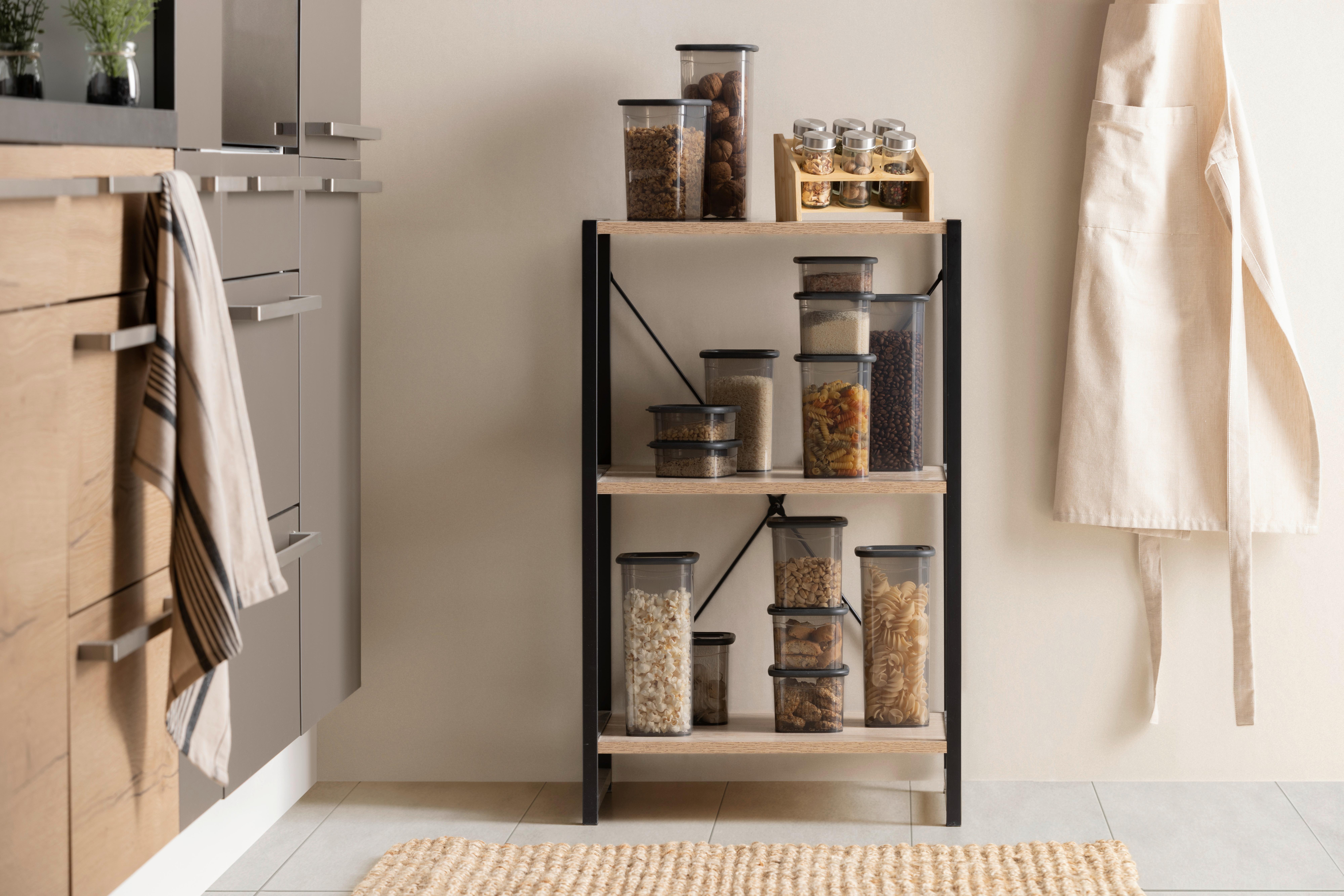FÖRVARINGSBURKAR SET GIZEM - svart/transparent, Modern, plast (23/23/33cm) - Mömax