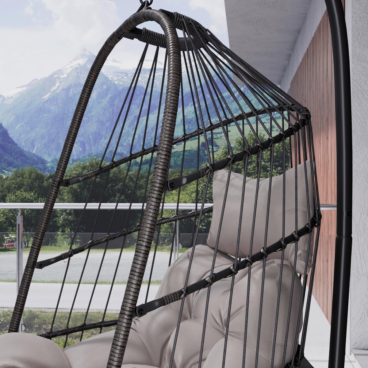 Fotoliu suspendat Laura - negru/gri, Basics, plastic/metal (103/198/102cm) - Mömax