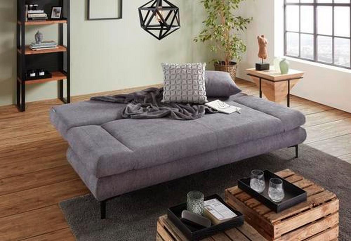 Schlafsofa in Dunkelgrau mit Bettfunktion - Dunkelgrau/Hellgrau, MODERN, Kunststoff/Textil (191/42-76/86cm) - Based
