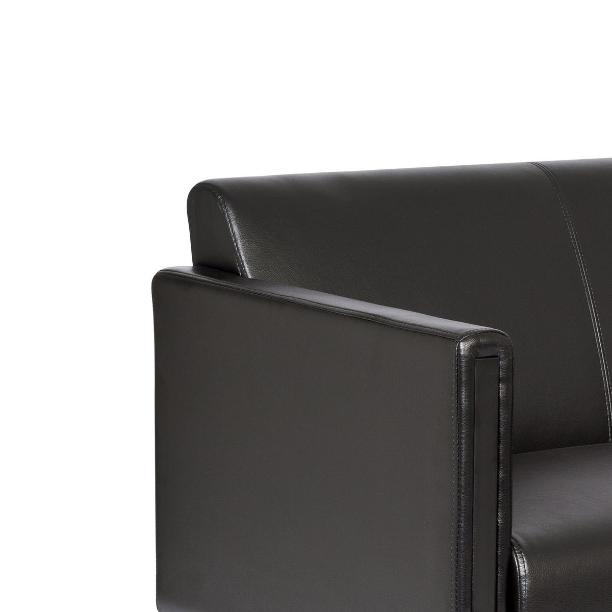 2-Sitzer-Sofa Bali Black Schwraz Lederlook - Schwarz, MODERN, Textil/Metall (111/78/71cm) - MID.YOU