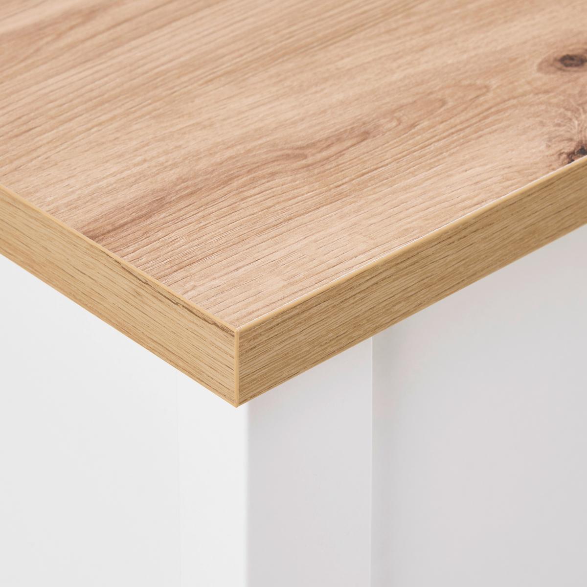 Kommode Sicilia Weiß/Eiche - Silberfarben/Weiß, ROMANTIK / LANDHAUS, Holzwerkstoff/Metall (103/92/45cm) - Mömax