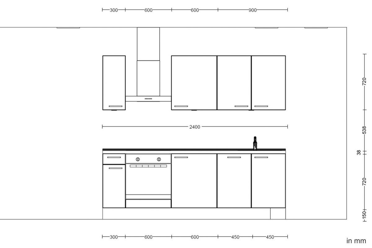 Küchenblock Easytouch m. Geräten Dunkelgrün - Dunkelgrün/Eichefarben, MODERN, Holzwerkstoff/Metall (240cm) - Nobilia