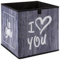 Aufbewahrungsbox Poppi mit Schriftzug - Weiß/Grau, Karton/Textil (32/32/32cm) - Based