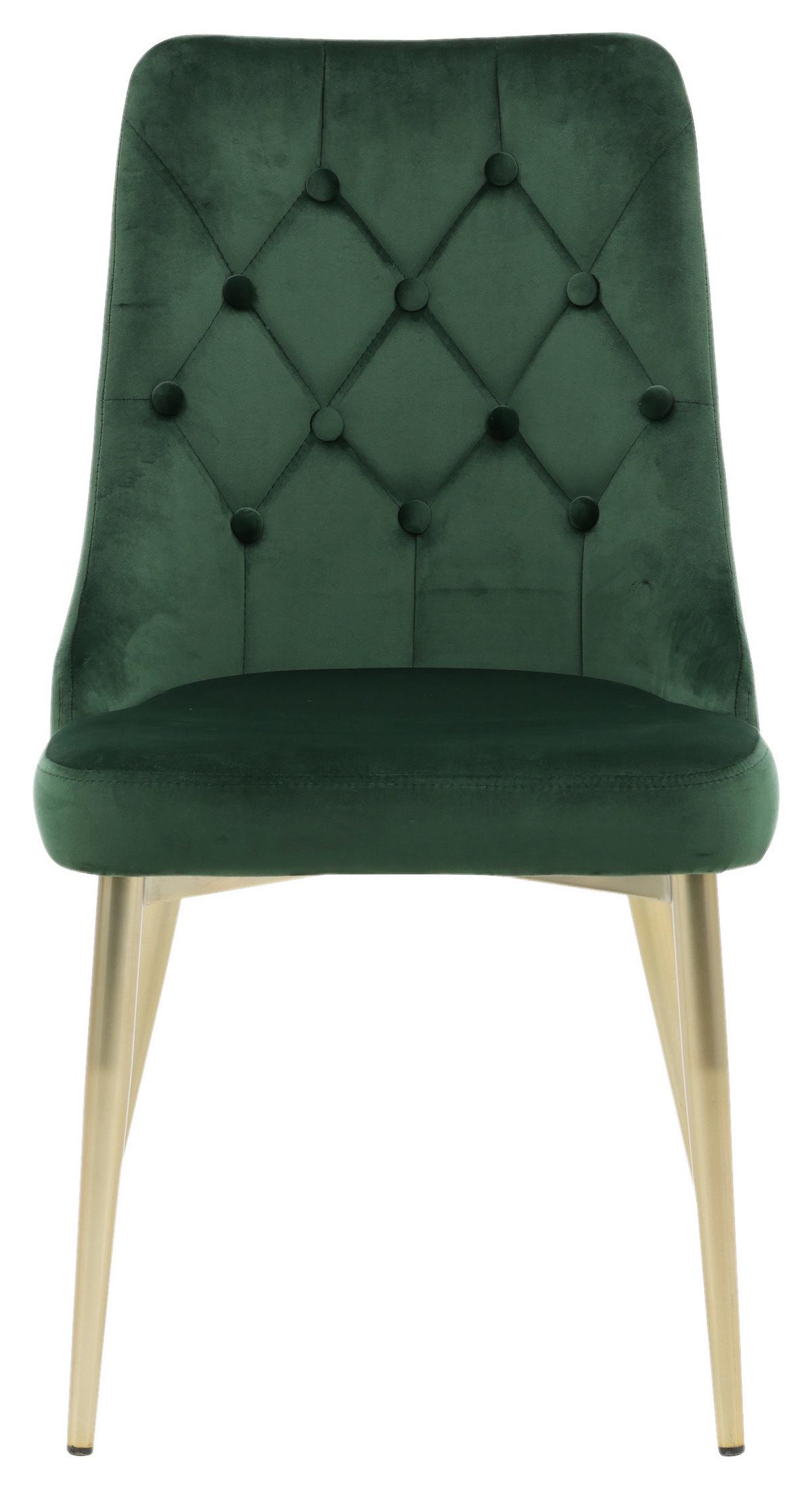 STUHL-SET VELVET DELUXE - Goldfarben/Grün, Design, Kunststoff/Textil (50/88.5/66cm) - Livetastic
