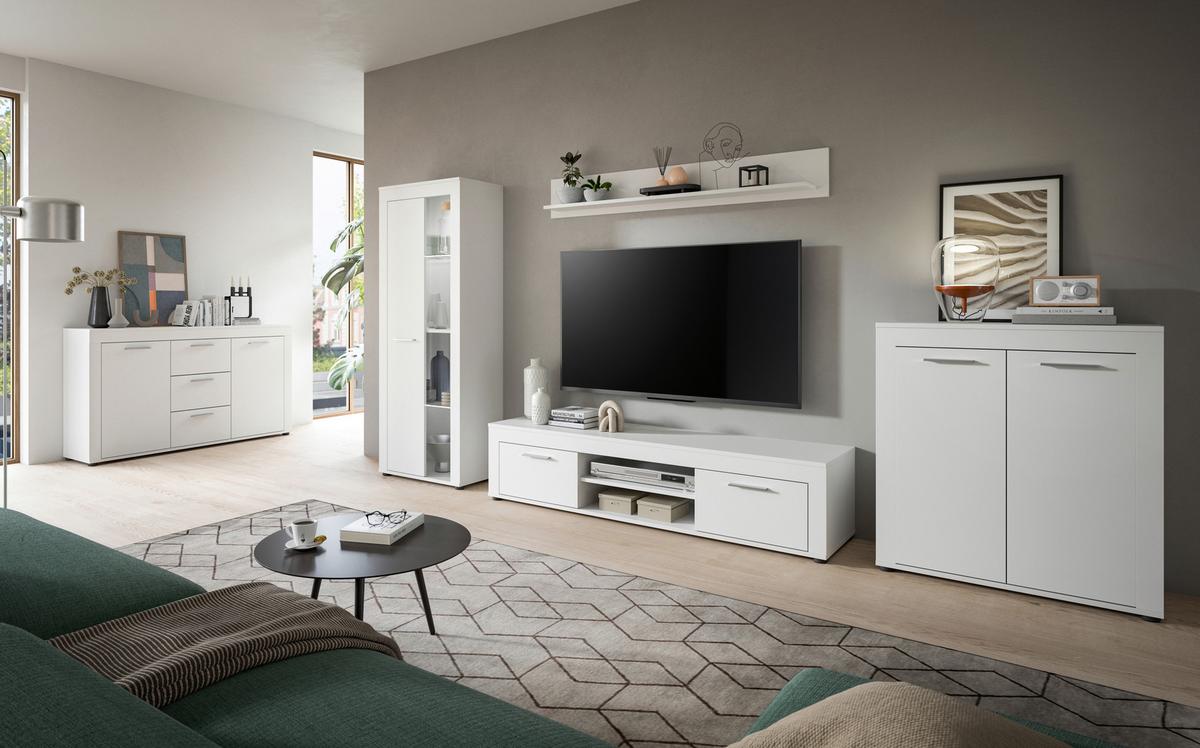 Komoda Jam - srebrne boje/crna, Design, drvni materijal/plastika (160/37/40cm) - Modern Living