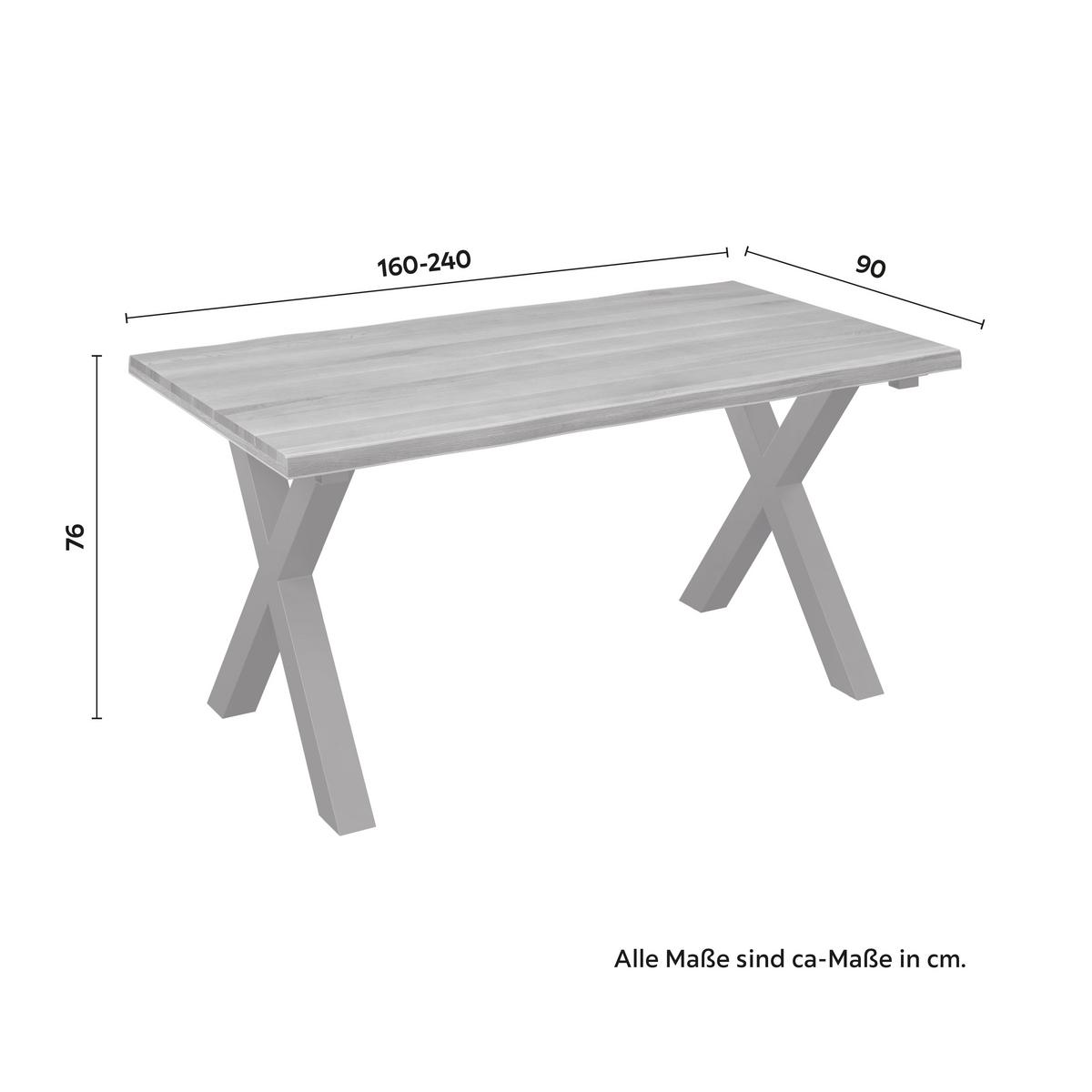 Ausziehtisch Ariano Eiche Echtholz ca. 160-240x90x76 cm - Eichefarben/Schwarz, MODERN, Holz/Metall (160-240/90/76cm) - Bessagi Home
