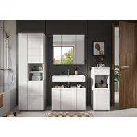Badezimmer Vira 4-tlg. mit LED ca. 180 cm Weiß - Weiß Hochglanz/Schwarz, MODERN, Holzwerkstoff/Kunststoff (180cm) - MID.YOU