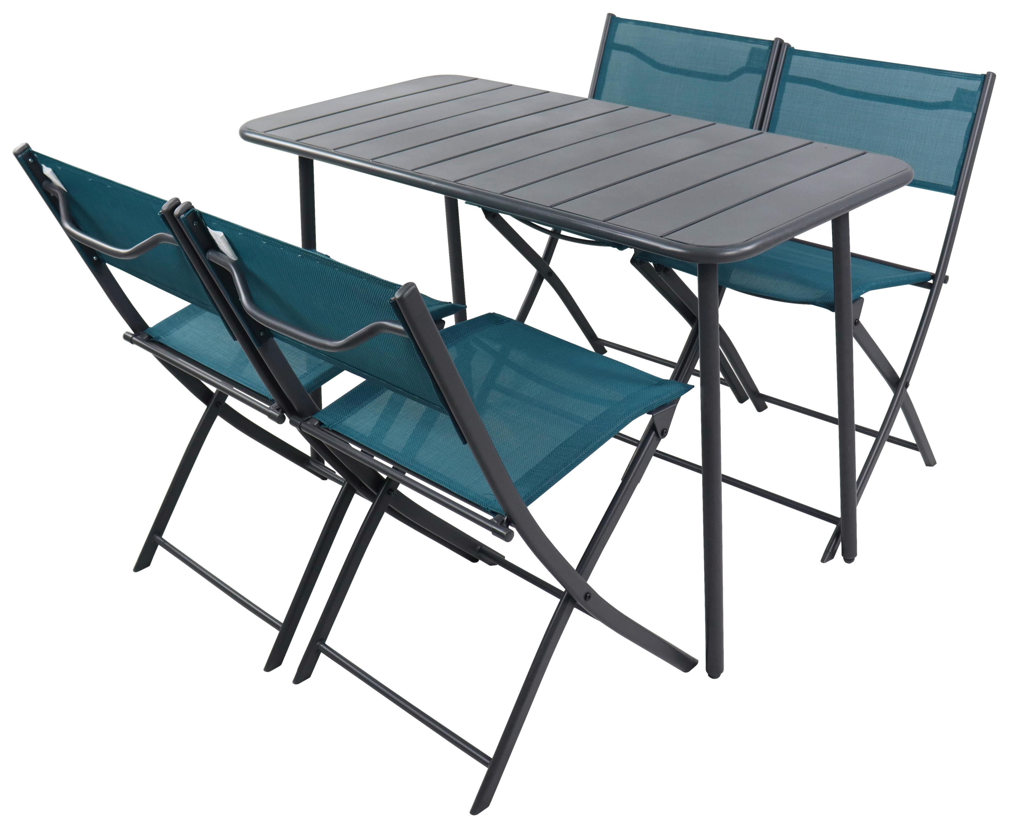 Gartenmöbel-set Suumila - Türkis/Schwarz, Modern, Kunststoff/Textil - Ambia Garden