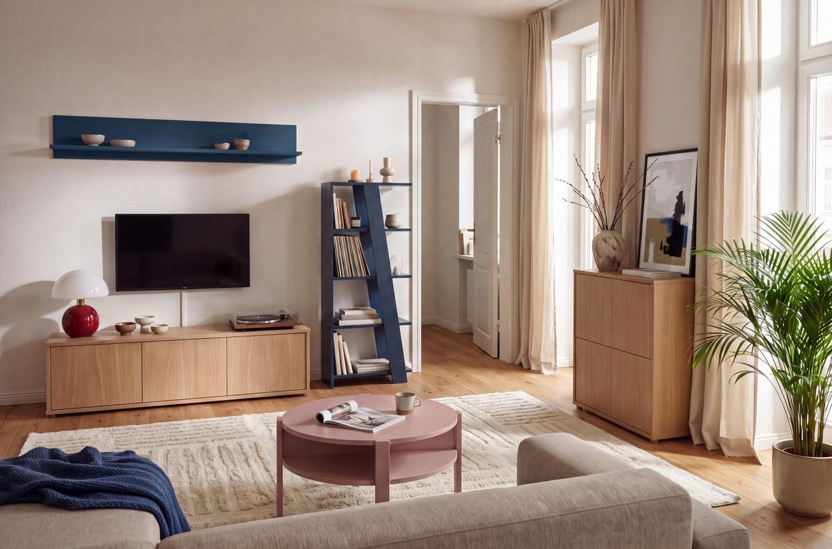 Polica Natta - tamno plava, Moderno, drvni materijal (72/161/29,6cm) - Modern Living