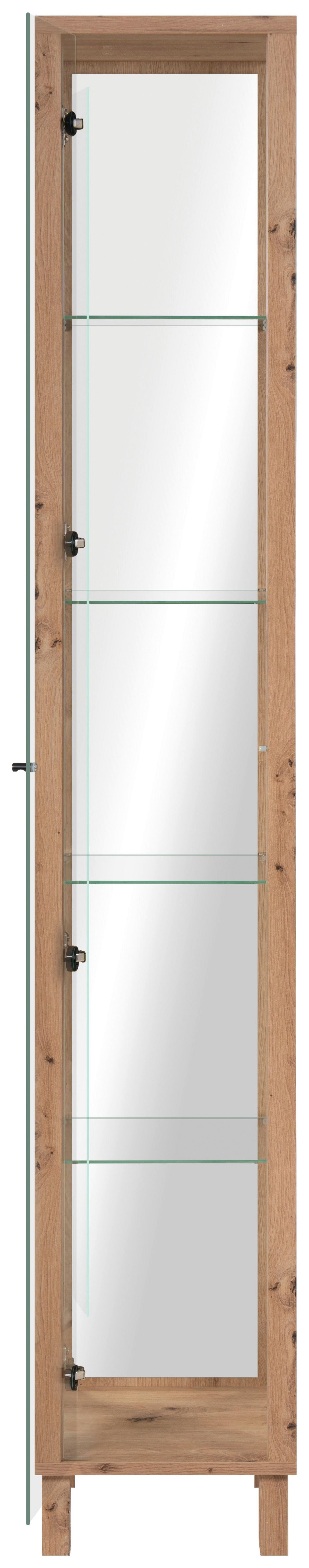 Vitrine Albi Eiche Artisan - Schwarz/Eiche Artisan, Modern, Glas/Holzwerkstoff (33/189/33cm) - Mömax